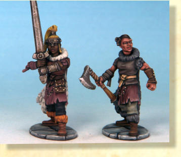 Multi-part Barbarian figures, designed to be used in Frostgrave, the Fantasy Skirmish Game. Barbarians II are all warrior women.  This box set of hard plastic figures allows you to build 20 different female Barbarians. 