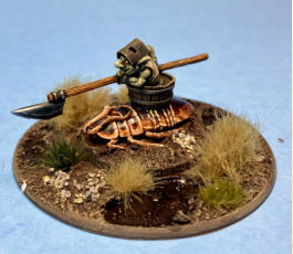 Wartnose Jouster Riding a Roach mounted on a 30mm base and its 60mm jousting base.