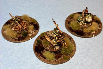 Its by no means necessary to have this many, but I find that having two different variants on a base really helps to create a naturalistic look.  These were applied with a pair of tweezers and a dot of PVA glue.