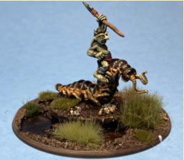 Wartnose Jouster Riding a Centipede mounted on a 30mm base and its 60mm jousting base.
