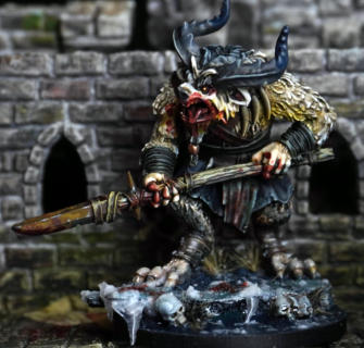 Andrei-Cristian Gheorghe. Borock. A horrific amalgam of gnoll and minotaur Frostgrave.