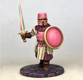 Jack Adkins. Bright Knight. Frostgrave Knight. I was stunned when I saw this Knight. Not a colour scheme I thought I'd ever see, amazing work on the sword and so fitting for our 'category two' description.