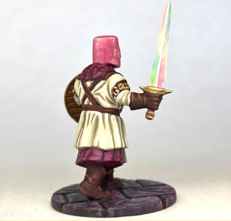 Jack Adkins. Bright Knight. Frostgrave Knight. I was stunned when I saw this Knight. Not a colour scheme I thought I'd ever see, amazing work on the sword and so fitting for our 'category two' description.