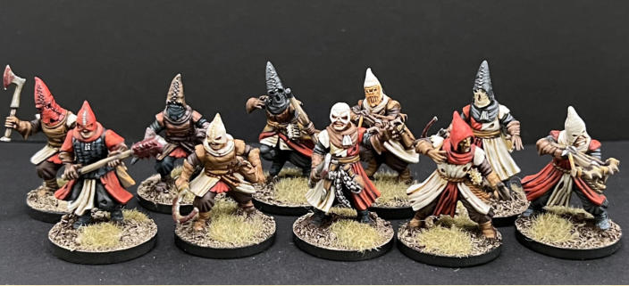Samuel Fradsham. Ten Cultists. Frostgrave Cultists