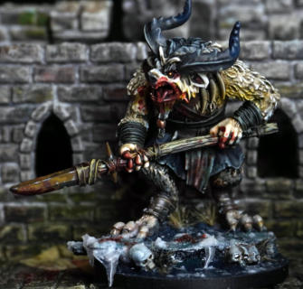 Andrei-Cristian Gheorghe. Borock. A horrific amalgam of gnoll and minotaur Frostgrave.