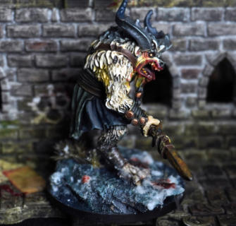 Andrei-Cristian Gheorghe. Borock. A horrific amalgam of gnoll and minotaur Frostgrave.