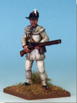 MT0109 - American Riflemen (War of Independence).  Muskets & Tomahawks > M&T II Figures > War of Independence. Painting by Andrew Taylor, photography by Kev Dallimore.