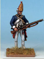 MT0117 - German Grenadiers.  Painting by Andrew Taylor, photography by Kev Dallimore.  German Mercenaries that served in the War of independence, recruited from Hesse-Cassel and Brunswick.