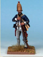 MT0117 - German Grenadiers.  Painting by Andrew Taylor, photography by Kev Dallimore.  German Mercenaries that served in the War of independence, recruited from Hesse-Cassel and Brunswick.