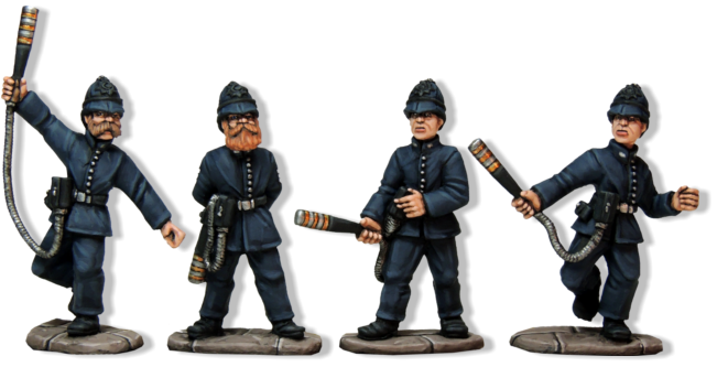 The backbone and very effective part of the Scotland Yard Company are perhaps the trickiest of all the models to make and paint. Mike Owen has sculpted some very lively and attractive models, with a good period look.