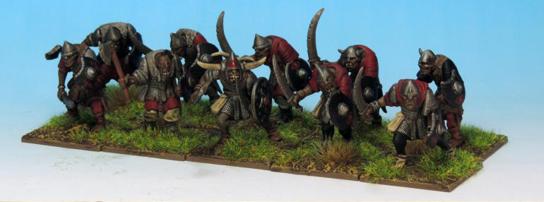 The Goblin units are pretty much straight from the box though with head and spears sometimes selected from the Goblin Rider box just to add variety and some given Dwarf shields.