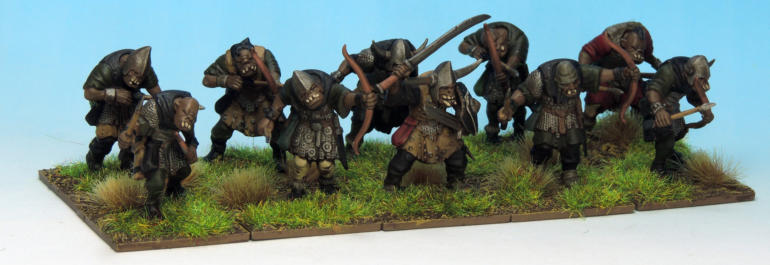 The Goblin units are pretty much straight from the box though with head and spears sometimes selected from the Goblin Rider box just to add variety and some given Dwarf shields.