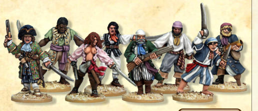 Eight pirates based on the crew of Captain 'Calico Jack', including the two infamous lady pirates, Anne Bonney and Mary Read. 