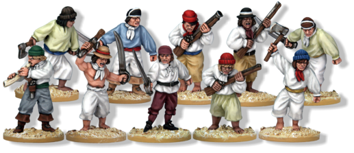10 figures of 18th Century sailors. As Pirate, Navy and Merchant sailors in this period realistically looked very similar, this box set can be bought by all players in increase their factions when playing 'On The Seven Seas'. 