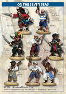 A crew of eight pirates, looking very familiar, led by the infamous Captain Hood. 