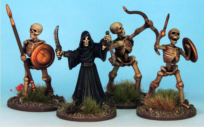 Plastic skeletons from Wargames Atlantic, with a Rangers of Shadow Deep skeleton.