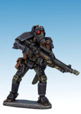 This example of a typical sniper droid employed by Space Patrol Response teams across the galaxy is based on the planet of Huskiss. This bot manufacturing world is the scene of many violent clashes between pro- and anti-Artificial factions.