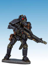 This example of a typical sniper droid employed by Space Patrol Response teams across the galaxy is based on the planet of Huskiss. This bot manufacturing world is the scene of many violent clashes between pro- and anti-Artificial factions.