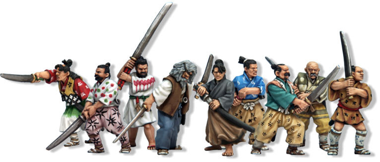  I think Steve Saleh has reached new heights with the subtle modelling of the samurai clothes, and they all have very characterful faces. Also the fact that they are not in armour, gives a great opportunity to go to town on those outfits and make every on