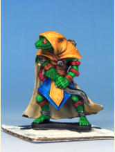 Heritor I. The hood is Zealot Yellow, the cloak Pallid Bone (two coats), quiver is Fire Giant Orange, fletchings in Gravelord Grey.