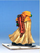 Heritor I. The hood is Zealot Yellow, the cloak Pallid Bone (two coats), quiver is Fire Giant Orange, fletchings in Gravelord Grey.