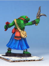 Herbalist. The panel on the front of the kilt is Zealot Yellow, on the back is Fire Giant Orange, the bag and bandoleer are Pallid Bone, the bunch of flowers and bottles in Blood Red. 