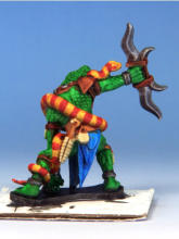 Warden II. The snake is Zealot Yellow overlaid with Blood Red stripes, Hardened Leather armour and details in Pallid Bone. 