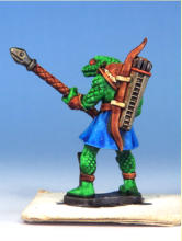 Guide. Spear shaft, bow and all the armour in Hardened Leather with details in Pallid Bone, kilt is Magic Blue, and the eyes are Fire Giant Orange. 