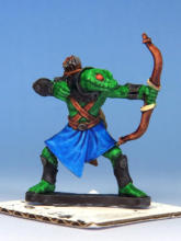 Scout. Grim Black armour, Hardened Leather belt, straps and bow, Pallid Bone quiver with Hardened Leather stripe, Zealot Yellow tunic detail at the back.