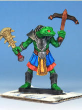 Crackshot. Club in Pallid Bone, armour Polished Silver then Gravelord Grey, kilt Magic Blue and Fire Giant Orange, with a Zealot Yellow panel down the front.