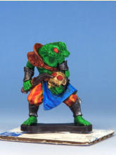 Tomb Robber. Hardened Leather belt, straps and shoulder armour, the rest of the armour Polished Silver and Gravelord Grey over it, Blood Red weapons hafts and stripes of his Zealot Yellow trousers.