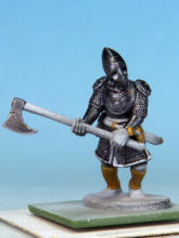 Weapons etc. painted in, I then lightly dry-brushed the armour with Warpaints Fanatic Metallic Mithril, using the same to add battle damage to both the armour and the swords.