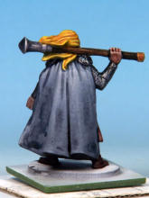 Eyes and teeth in Fanatic: Matt White. Circlet, amulet, horn fittings in Golden Armour. Weapon hafts, sword grips, shield backs in Dark Wood. Horn in Pallid Bone (two coats). Rock in Ashen Stone. Jewel in circlet in Carmine Dragon.
