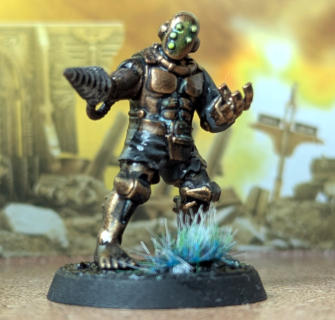 Christopher Chetwood. Big Daddy. Striking green glow effects draw the eye, while grimy metalwork adds texture and grit. The alien grass is a subtle but clever touch that completes the scene with flair.