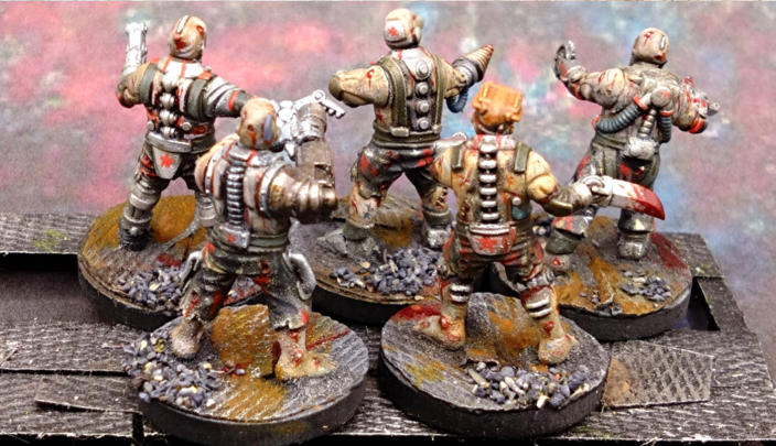 Douglas Hooker. Red Star Automatons. Nicely executed battered look for the group, including lots of blood and dust, simple but effective basing unifies the whole group.