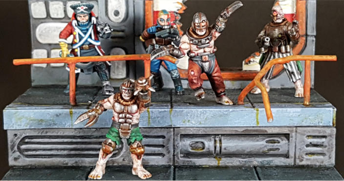 Pirate Captain Rodan, second mate Bathany and their Automaton shock troops. A striking diorama that fuses drama with top-tier modelling and paintwork. Every figure pops in this unruly, unforgettable crew, each one oozing personality and chaos.