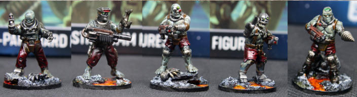 Colin Woods. Rogue Automatons. The skin is nicely done and looks suitable rotten/dead by using green and greys. Nice lava effect bases.