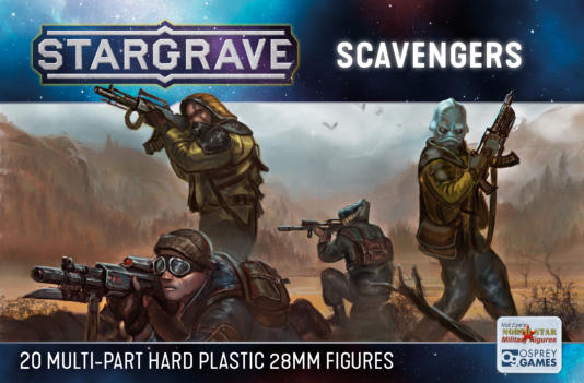 This boxed set offers enough parts to build 20 ragged characters for Stargrave, ideal for use in independent crews or as members of the pirate fleets hunting them down. Also included are head and arm options to make zombies!