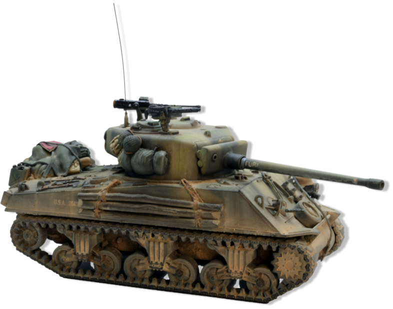A Rubicon Models Sherman tank, with extra stowage added.