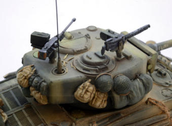 A Rubicon Models Sherman tank, with extra stowage added.