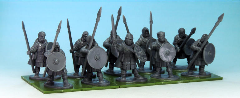 The Beornings have the Human bodies and heads but with the plain, round Dwarf shields and are exclusively spearmen. Shields aside  with an Armoured Dwarf shield for the leader  they are a pretty straight build.