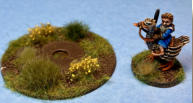 Hairfoot Jouster riding a Goose mounted on a 25mm base and her 60mm jousting base.